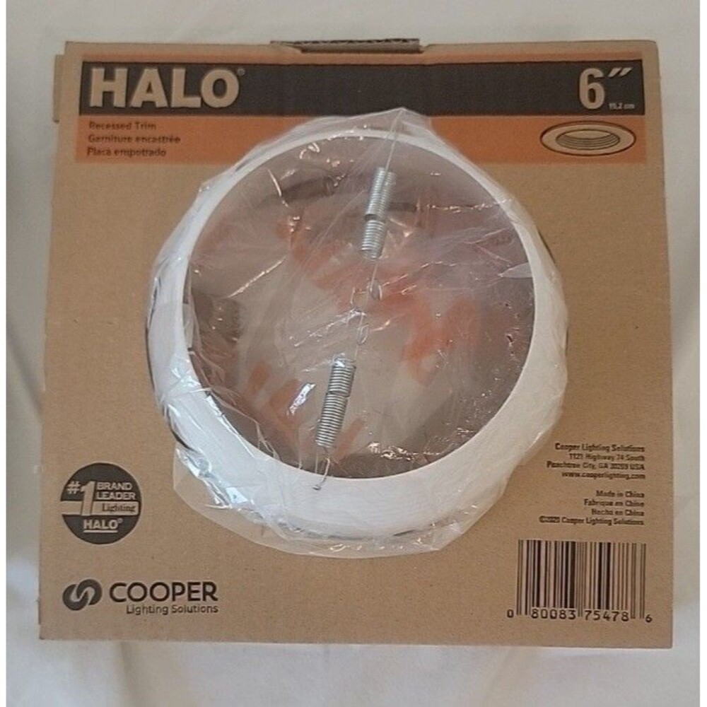 x2 Halo 6"  White Recessed Trim Ring #6100WB Tapered Baffle New In Pkg.